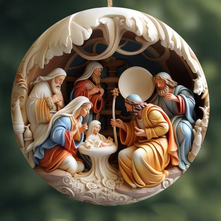 2d Painted Nativity Pendant Tree Ornaments Creative Decoration Home Decor