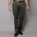 Stripes & Checks Olive Green Chinos - Slim Fit. 