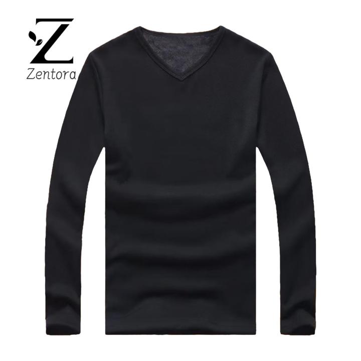 Zentora Men Fleece Long Sleeve Shirt Men's Winter Plush Warm O Neck Long Sleeve Pullover Shirt Plus Size Bottoming Top Men Base Layer Top