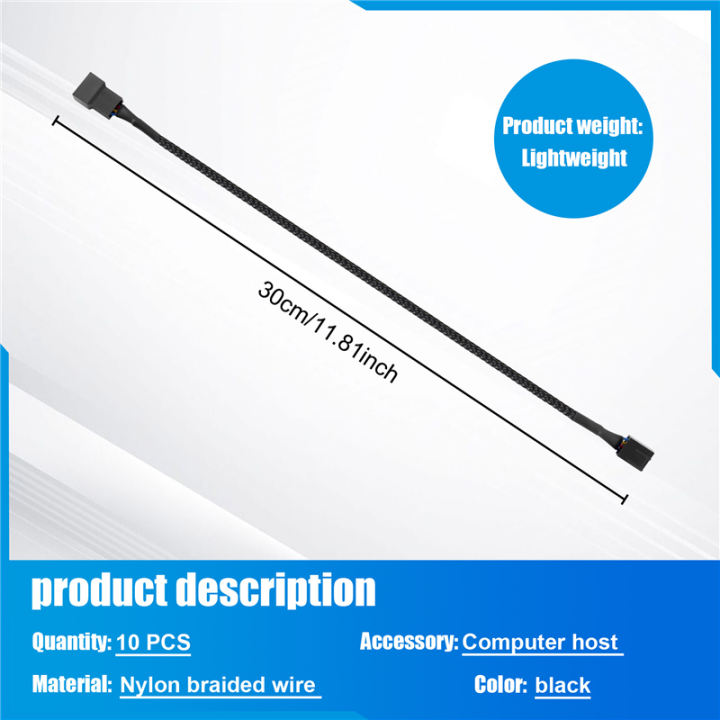 10PCS%204%20Pin%20PWM%20Fan%20Extension%20Power%20Cable%20Connector%20Case%20Male%20to%20Female%20Extending%20Cables%20Compatible%20with%204%20Pin/3Pin%20Fan%20-%20Image%204