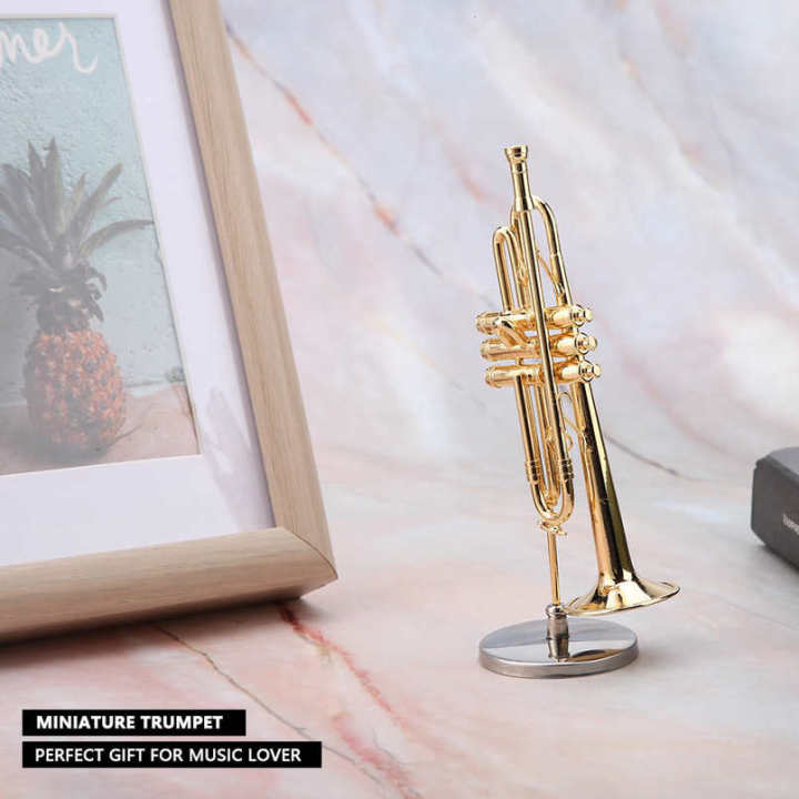Mini Model Trumpet Exquisite Mini Trumpet with Stand & Case Plated Instrument Model | Daraz.lk