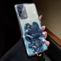 For OPPO A95 4G / OPPO F19 Back Cover with Cute Rabbit Makeup Mirror Stand Luxury Slim Gradient Plating Glitter Girls Phone Case Clear Soft Silicone Protective Cases Pouch. 