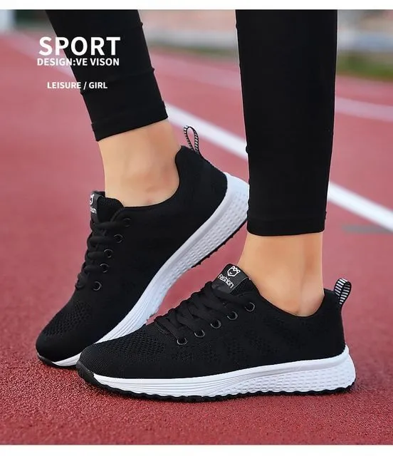 Women Casual Shoes Fashion Breathable Walking Mesh Flat Shoes