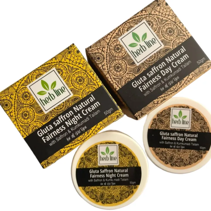 Herb Line Gluta Saffron Fairness Day Cream 50G & Night Cream 50G ( Herbline )