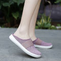 【ALLGOOD】Closed Toe Half Shoes for Women Korean Trendy Summer Slip-on Black Half Slippers Mesh Surface Breathable Anti-Slip Soft EVA Comfy Sandals for Female. 