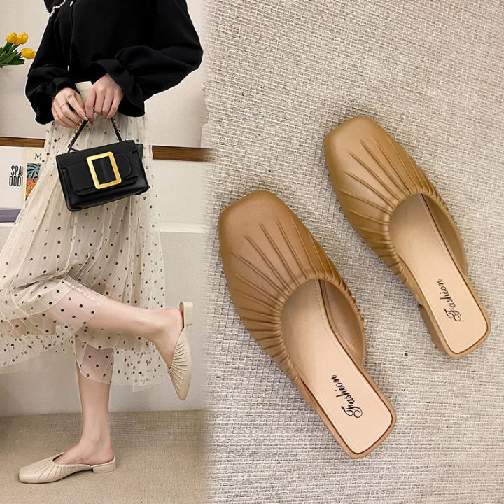 2023New%20Korean%20Style%20Half%20Slippers%20Closed%20Toe%20Lazy%20Summer%20Outer%20and%20Inner%20Wear%20Daily%20Date%20New%20Shoes%20Waterproof%20Durable%20Half%20Enclosing%20Slipper%20-%20Image%203