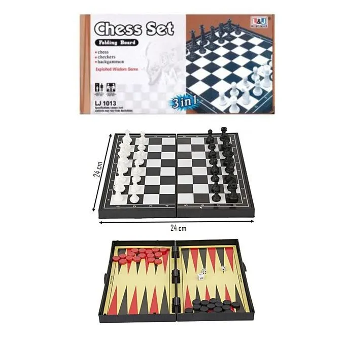 QuadPro 3-in-1 Magnetic Board Game Set - Chess, Checkers, Backgammon In One | 12.5 Inch Portable Folding Board - View #2