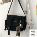 Men's All-Match Messenger Bag Canvas Bag Girl Dark Style ulzzang South Korea ins Harajuku Japanese Messenger Bag Student. 