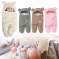 Teddy Bear Blanket Swaddle Newborn Baby Hooded Wrap Bag Newborn Sleep Warm Bag. 