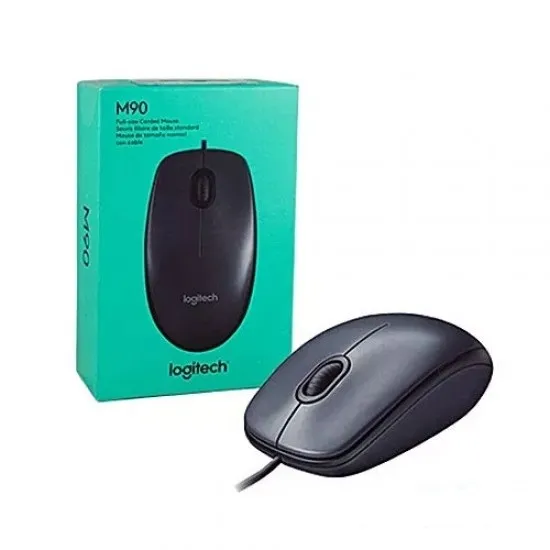 M90 Wired USB Mouse, 1K DPI Optical Tracking, Ambidextrous -Laptop – Black