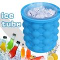 Ice Genie New & Improved- The Original Ice Cube Maker, Now Larger Cubes, Silicone Bucket With Lid, Use Indoors/Outdoors, Bottled Beverage Cooler As Seen on TV. 