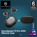 SoundPEATS T3 Pro Wireless Earbuds, 12mm Drivers Bass Stereo in Ear Headphones, Bluetooth 5.4, Call Noise Cancellation, IPX4 Waterproof Earphones for Kids, Sleep, Ebooks, Podcasts. 