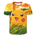 Pokemon Pikachu Mewtwo 3D Summer Fashion Cartoon T-shirt Anime Pokémon Hip-Hop Casual Children Short Sleeves Boys And Girls. 