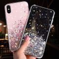 For iPhone Xs / iPhone X Back Cover Luxury Shiny Glitter Gold Foil Space Starry Cases Clear Soft Silicone Bumper Full Protection Mobile Phone Case for Girls Boy. 