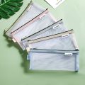 Simple Transparent Mesh Pencil Case Office Student Pencil Cases School Supplies Pen Box. 