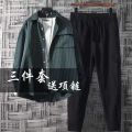 Men's Clothing New Long Sleeve Shirt Trendy with a Set of Casual Suit Fashion ins Hong Kong Style Coat for Men Summer. 