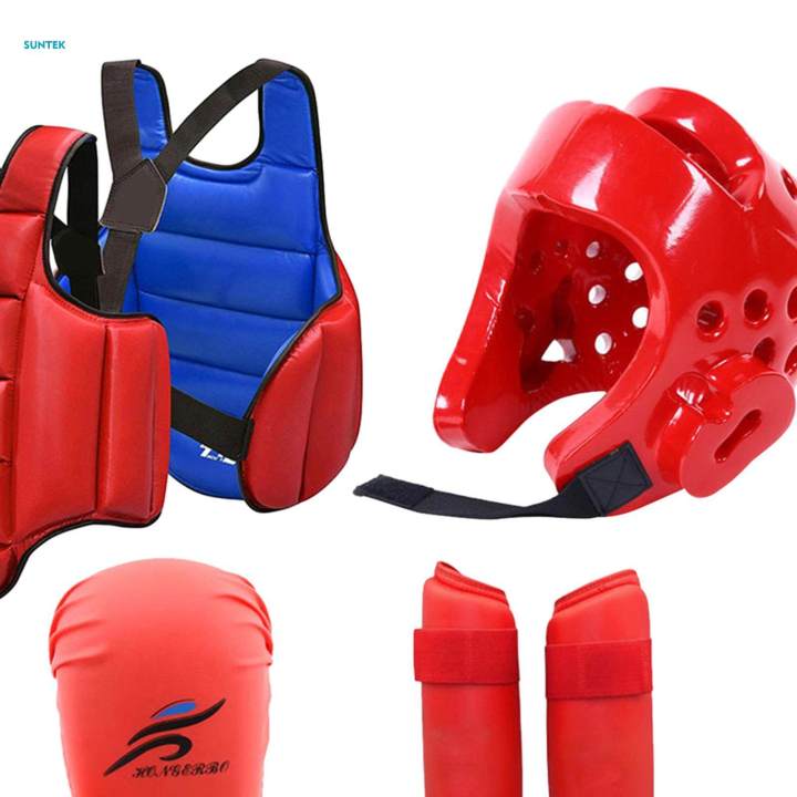 4%20Pieces%20Karate%20Sparring%20Gear%20Thickened%20Boxing%20Gloves%20Vest%20XL%20Red%20-%20Image%206