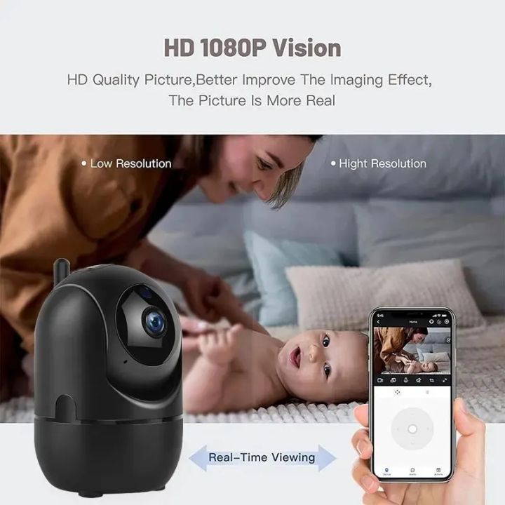 Baby Monitor, 360 Degree Wireless Camera, 1080P Home Security Camera With Night Vision Function, Two-Way Communication Audio, Motion and Sound Detection