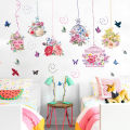Pastoral Style Butterfly Flower Bird Cage Wall Sticker Living Room Bedroom Decorations Wallpaper Mural Removable Stickers. 