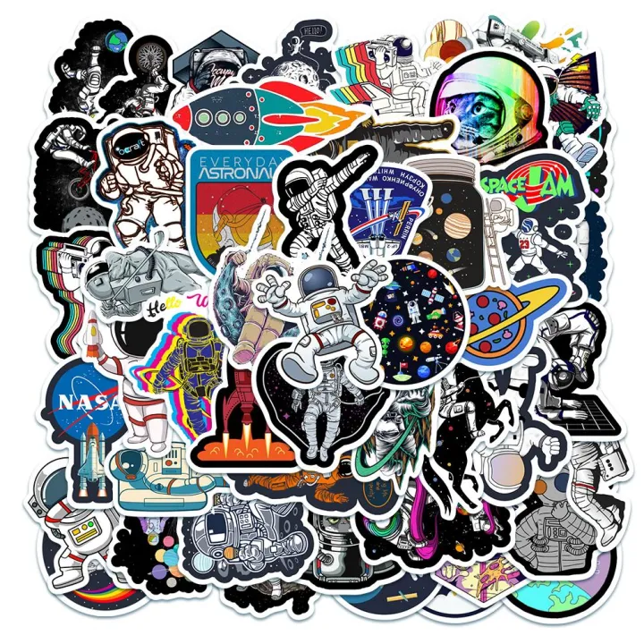 20/40/60 pcs of Outer Space Astronaut Stickers for Laptop Luggage Skateboard