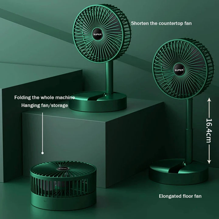 Folding Telescopic Stand Fan 6 Inch USB Rechargeable 3 Speeds Low Noise ...