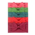 5Pcs/Set Newborn Baby Hair Accessories Solid Color Nylon Elastic Bows Knotted Baby Headband Girls Turban Girl Headbands. 