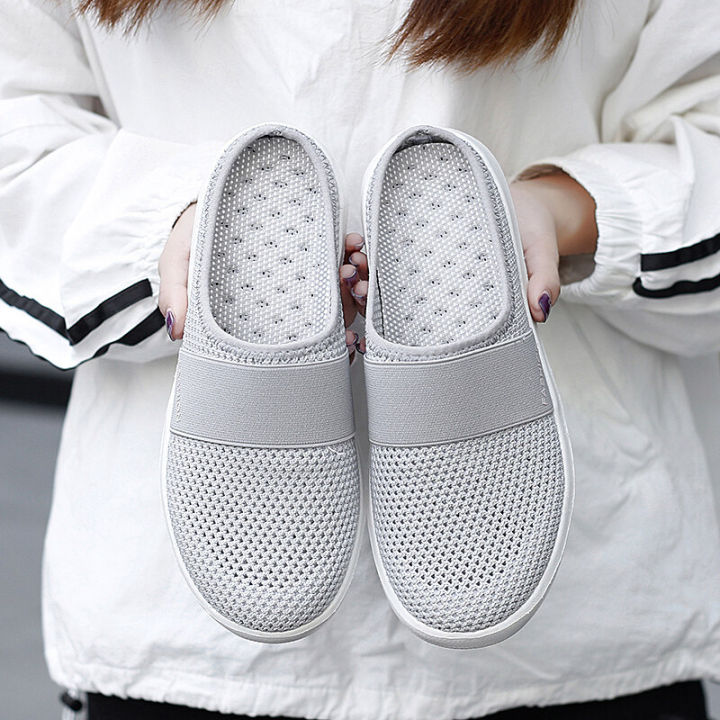 %E3%80%90ALLGOOD%E3%80%91Closed%20Toe%20Half%20Shoes%20for%20Women%20Korean%20Trendy%20Summer%20Slip-on%20Black%20Half%20Slippers%20Mesh%20Surface%20Breathable%20Anti-Slip%20Soft%20EVA%20Comfy%20Sandals%20for%20Female%20-%20Image%204