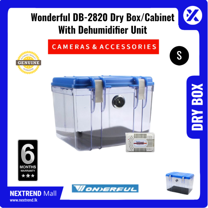Original Wonderful DB-2820 SMALL Dry Box Cabinet 16L With Dehumidification Unit & Hydrometer Equipment SLR DSLR Lens Camera Lenses Silica Unit - Humidity Protection Storage Box Container Canon Nikon Godox Yongnuo Pentex Photography Videography