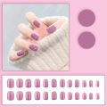 24PCS French False Nails Wearable Waterproof Press On Nail Art Full Coverage Faux Solid Color Nail Tip Accessories Tool Mzea. 