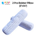2 Pcs 100% Cotton Bolster Pillow (5”x14”)/ Pillow Cushion for Side Support/ Soft Baby Bolster Pillow/ Back Support for Newborn Baby/ Neck Support Sleeping Positioner Anti roll Cushion. 