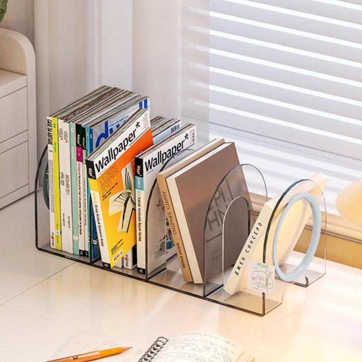 Acrylic Bookshelf Space-Saving Transparent Acrylic Shelf Book Baffle ...