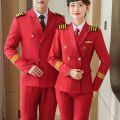 Aviation School Pilot Plane Long Air Less Business Suit Autumn and Winter Male and Female Band Overalls Stewardess Uniform. 