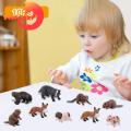 Jungle Animal Toys 10pcs Jungle Animal Model Simulation Wild Figures Toys Realistic Beaver Fox Badger Mini Figurines Cake Topper Toy Set Christmas Birthday Easter Egg Gift Party Favor for Kids Zoo. 