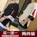 Hong Kong Style Men's Short SleeveTSummer Korean Style Student T-shirt Boys7Men's Hip Hop Half Sleeve Top. 