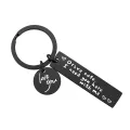 Stainless Steel Lettering Creative Keychain Family Personality Couple Keychain Safe Driving Black. 