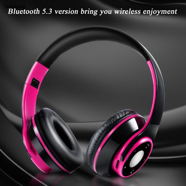 Sutuiying Best Colorful Earphones Wireless Bluetooth 5.3 Headsets Built-in New Mp3 Player Foldable Sport Headphones Stereo Sound For Cellphone