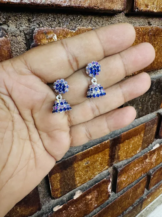 silver%20color%20small%20cute%20jimiky%20drop%20earring%20with%20multi%20and%20red,%20green,%20blue,%20maroon%20stone%20for%20women%20and%20girl%20-%20Image%202