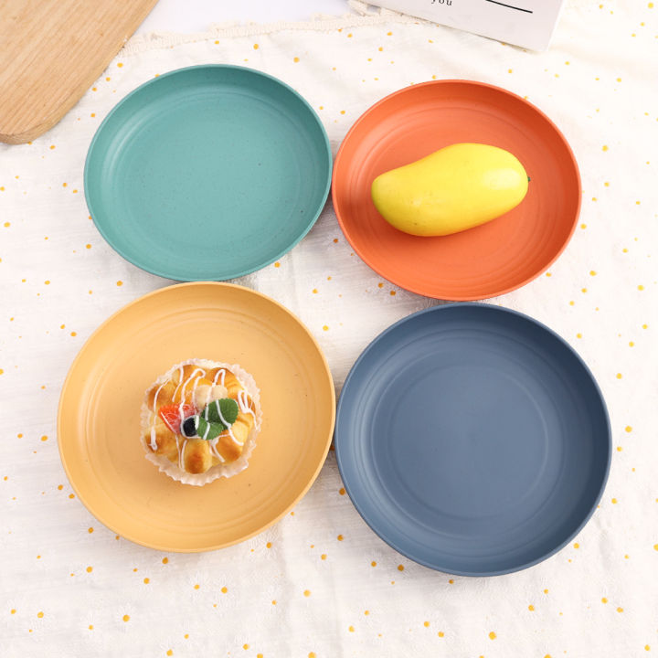 Kitchen%20Plastic%20Plates%20Wheat%20Straw%20Food%20Sauce%20Dish%20Taste%20Board%20Snack%20Fruit%20Plates%20Round%20Household%20Dishes%20Modern%20Dinner%20Plates%201Pcs%20-%20Image%203
