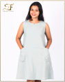 Linen A-Line Dresses with Side Pockets for Women's. 