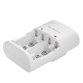 PUJIMAX 4-Slot Wall Smart Battery Charger For 9V Rechargeable Battery and 1.2V AA/AAA Rechargeable Battery UK US EU Plug. 