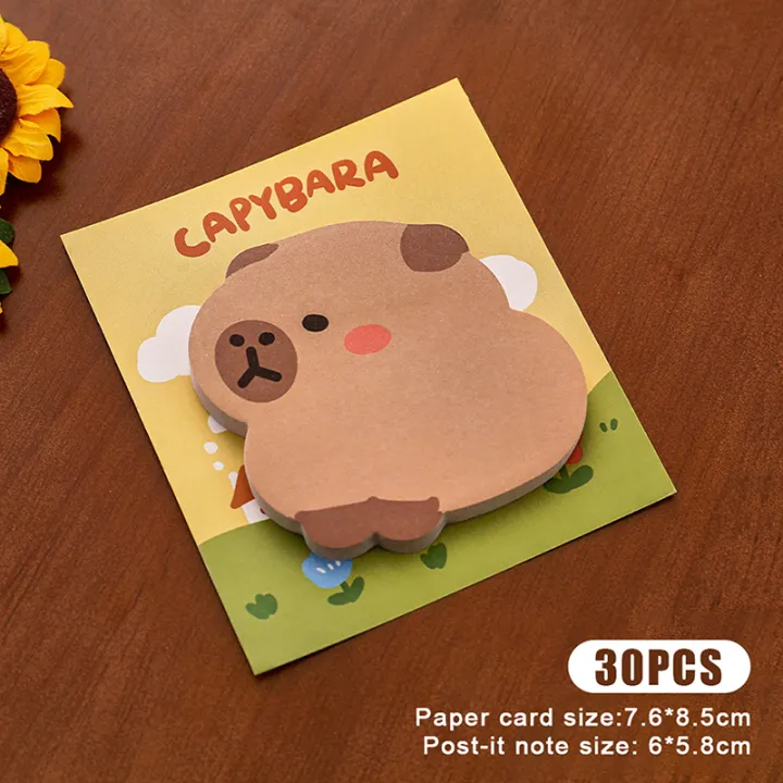 30Pcs Cartoon Kawaii Capybara Special Shaped Sticky Notes Portable Durable Message Paper Self-adhesive Creative Cartoon Notepad