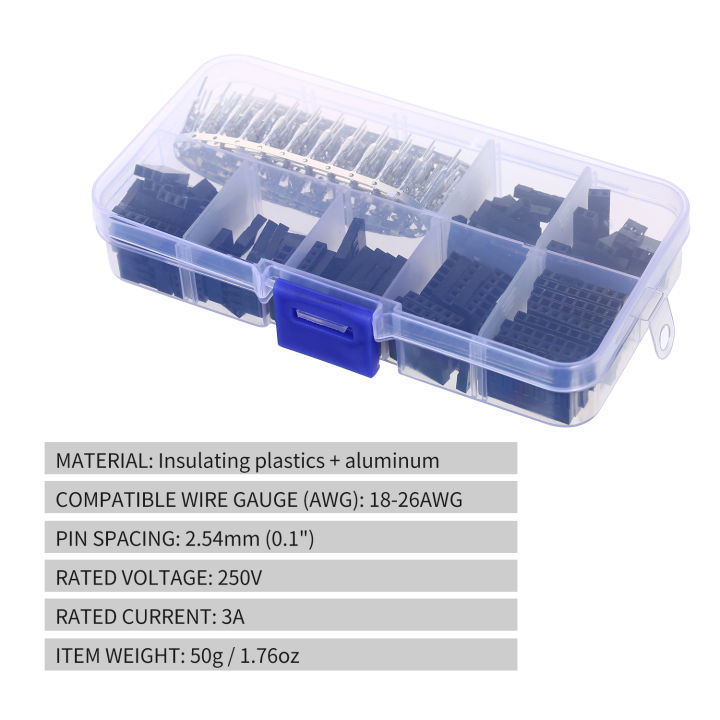 KOGEEK%20310pcs/set%20Dupont%20Wire%20Jumper%20Pin%20Header%20Connector%20Housing%20Kit%20Pin%20Header%20Connector%20Housing%20For%20Dupont%20Wire%20Jumper%20Male%20Crimp%20Pins+Female%20Pin%20Connector%20Terminal%20Pitch%20With%20Box%20-%20Image%205