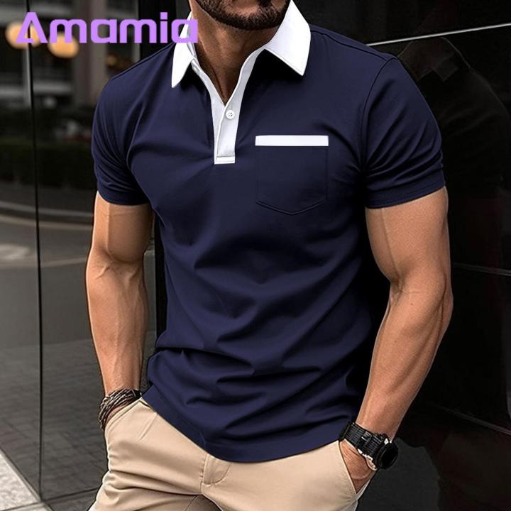 Comfortable%20Stretchy%20Shirt%20Men's%20Summer%20Shirt%20with%20Zipper%20Patch%20Pocket%20Breathable%20Slim%20Fit%20Casual%20Top%20for%20Daily%20Wear%20-%20Image%205