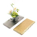 KOKKO Rectangular Serving Tray, 7.7in Hammered Stainless Steel Storage Tray, Hammered Serving Plates For Towel Tea Fruit Jewelry, Metal Decorative Vanity Platter. 