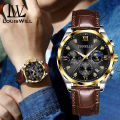 LouisWill Watches Fashion Men Watches Business Casual Wristwatches Leather Watch Quartz Watch Chronograph Watches Luminous Pointers Watch True Three-eye Watch 3ATM Waterproof Watch With Calendar. 
