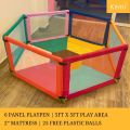 Baby Play Pen with 2 Inch Mattress 6 Panel Play Pen with 25 Balls Baby Safety First Play pen Sturdy Frame 6 Panels 24" (H) x 36" (L). 