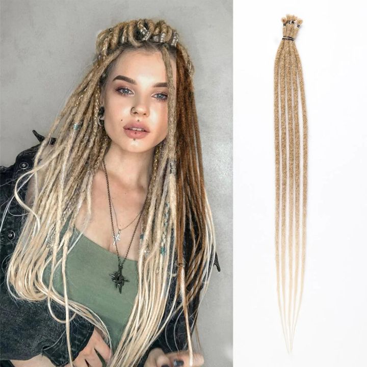 ã€HUTã€‘ 24 Inch Synthetic Dreadlock Extensions 5 Strands Hippie Dreads Ombre Color 0.6 Cm Width Loc Extensions Reggae Style Crochet Hair