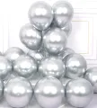 Chrome Latex Balloons, Metallic Finish, 10 Inch Size, 5 Pieces. 