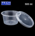 Disposable Plastic Container 500ml Dessert Cup with Lid - clear. 