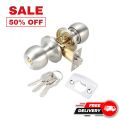 Stainless Steel Round Ball Privacy Door Knob Set Bathroom Handle Lock With Key For Home Door. 